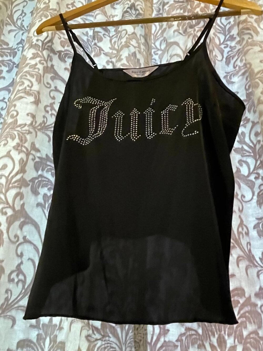 Women's JUICY COUTURE Small Sexy Black Sheer Camisole with Adjustable Straps